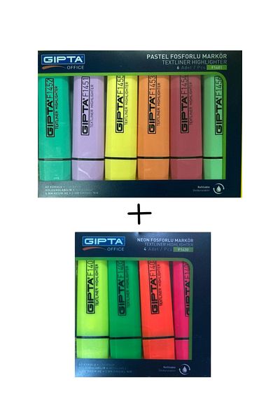 Gıpta 6 Colors Pastel Highlighter + 4 Colors Neon Highlighter Set