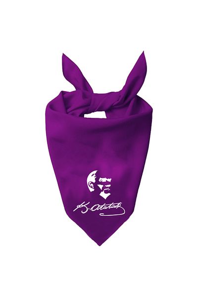 Tasarım Trend K.atatürk Signature and Atatürk Silhouette Design Single Color Scarf