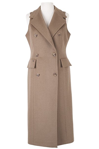 BLU Erkek Yaka Kruvaze Kolsuz Manto