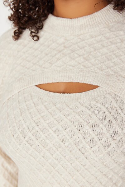 Trendyol Curve Béžová multifunkční úpletová sada Bolero & Dress Set TBBAW23CP00032