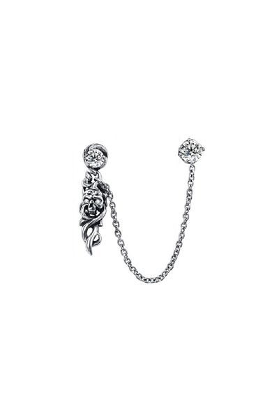 northstarshop Gothic Skull Hanging White Zircon Stone Vintage Nail Model 316l Steel Men's Earrings