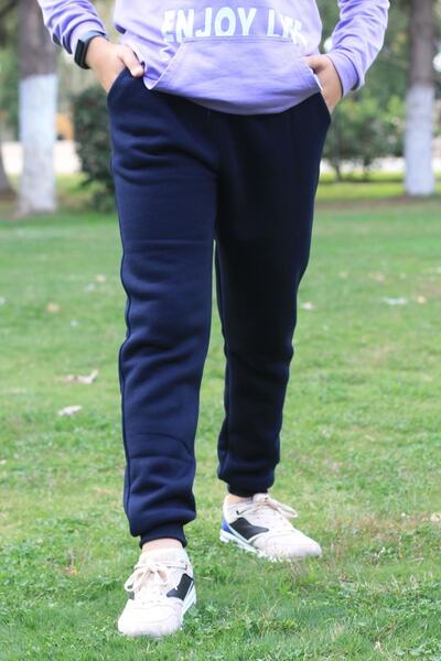 Çiggo Kids Çiko Kids Unisex Pocketed Jogger 3-string Fleece Plain Sweatpants