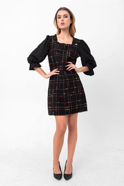 Swass Ekose Desenli Mini Elbise