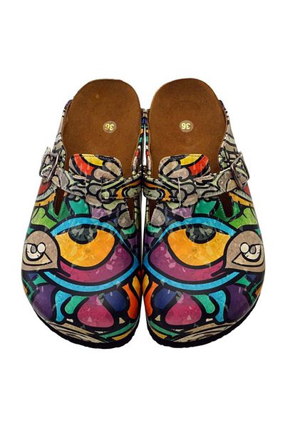 azizsahinshoes 5016 Papuci Sabo multicolori Eyes