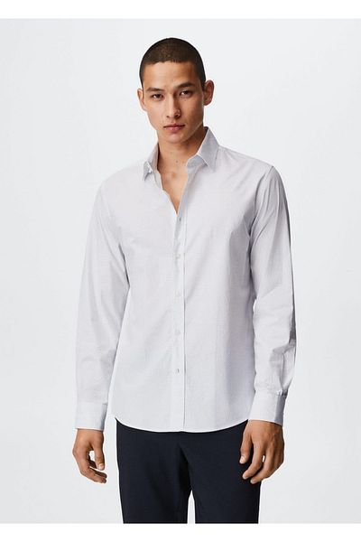 MANGO Man Džínové kalhoty Slim Fit s mikro vzorem