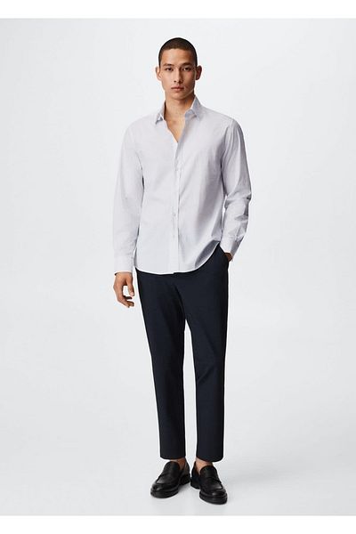 MANGO Man Džínové kalhoty Slim Fit s mikro vzorem