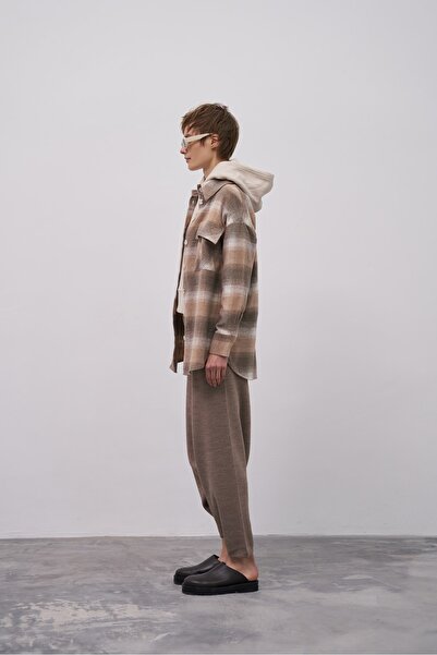 EBU Prive Women's Lumberjack Shirt Jacket Plaid Mink