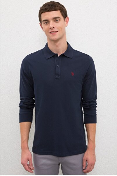 U.S. Polo Assn. Men's Navy Blue Polo Collar Sweatshirt Basic