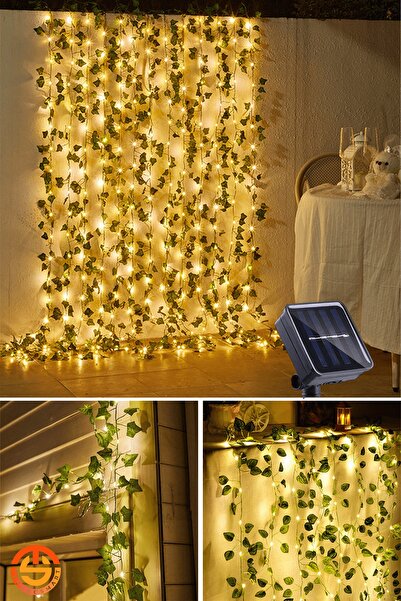 TechnoSmart Solar 50 Ledli Yeşil Yapay Yapraklı 5 Mt. Dekoratif Bahçe Aydınlatma Balkon Süsleme