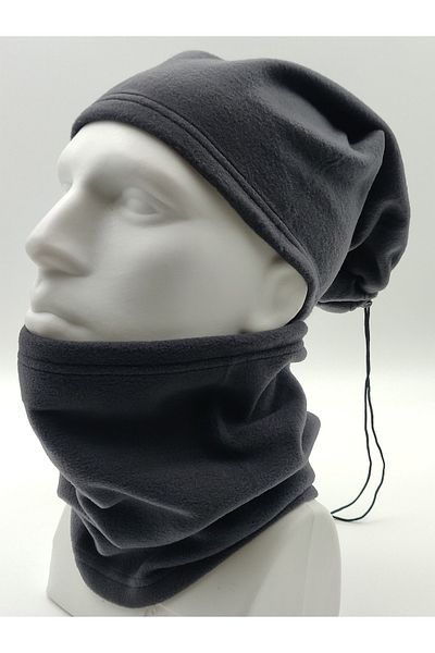 AXE SPORTSWEAR Set of 2 Drawstring Thermal Fleece Neck Collar that Can Become a Winter Hat and Beret