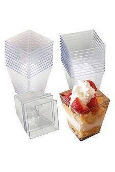 14Süs Crystal Plastic Prism Cubic Bowl 60cc 25 Pieces - Without Lid