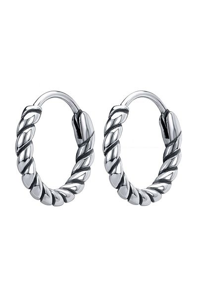 northstarshop Modern Design Striped Twist Model Ring Snap-On 316l Steel Men's Earrings