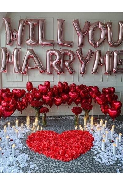 MFM Set de baloane din folie de aur roz pentru petrecere Will You Marry Me
