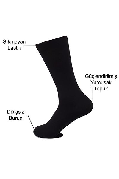 Meguca Socks Унисекс бамбукови безшевни чорапи, черен цвят, 6 чифта