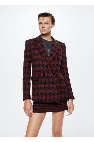 MANGO Woman Jachetă blazer cu model din picioare de hâine cu clapă