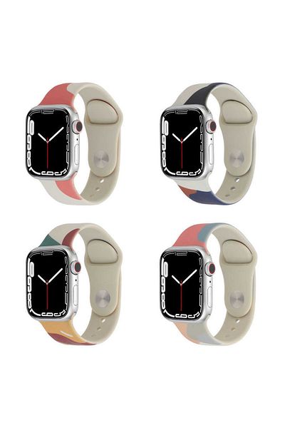 Fuchsia سوار سيليكون متوافق مع ساعة Apple مقاس 44 ملم Krd-62، سوار ساعة ذكي رياضي ناعم ومريح ملون
