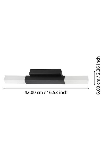 Eglo 900617   Indoor "Alcudia" Black Color Aluminum, Steel Bathroom Wall Lamp Ip44 Led Max: 2X5.5