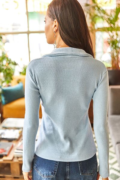 Olalook Γυναικεία Baby Blue Polo Γιακάς Καμισολ Μπλούζα BLZ-19002028