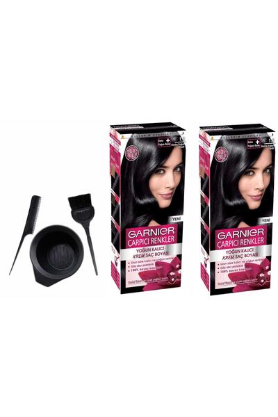 Garnier Çarpıcı Renkler 1.0 Ext.yoğun Siyah 50ml X 2adet+boyama Seti
