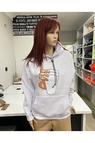 Teknik Φούτερ Tupac 2 Pac 3 Thread Unisex Λευκό Oversize με κουκούλα