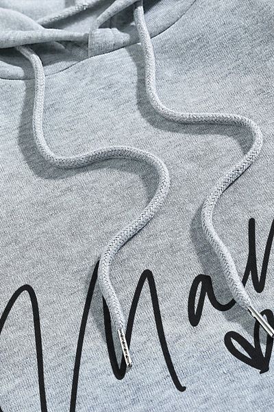 MODAGEN Gray Pregnant Mama Printed Oversize Hooded Sweatshirt