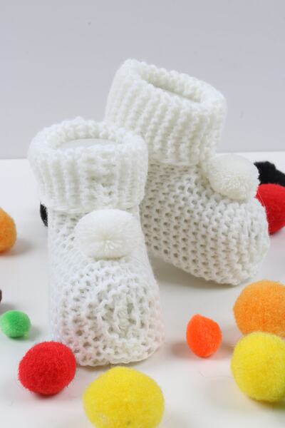 Melekpare Newborn Baby Booties Gift Knitted Knitwear Links Pompom Baby Booties