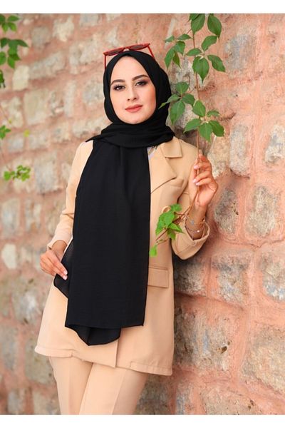 Narine Γυναικείο Hijab Βαμβακερό Μοντέλο Cazz Shawl-μαύρο