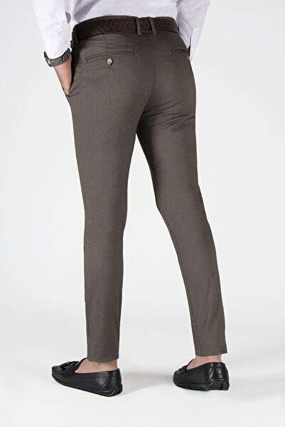 VEAVEN Ανδρικό λινό παντελόνι Honeycomb Slim Fit Vavn9y- 2200196 -1 Καφέ