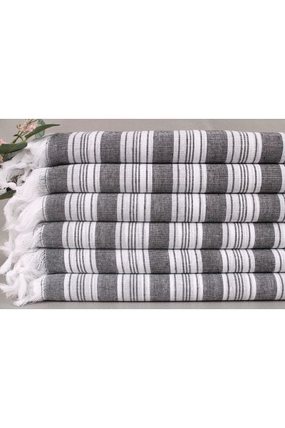 Kayra Export بيستيمال شاطئ أسود 100x180 سم 100% قطن خاصية التنعيم عند الغسيل