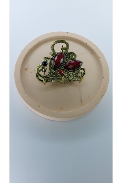 burçin Women's Metal Latch Buckle Medium Size Vintage Swan Figured Hair Clip