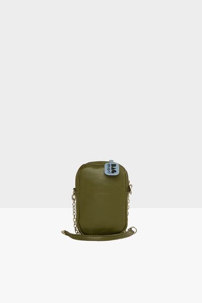 Bagmori Khaki Women's Drawstring Embroidered Phone Case M000007838