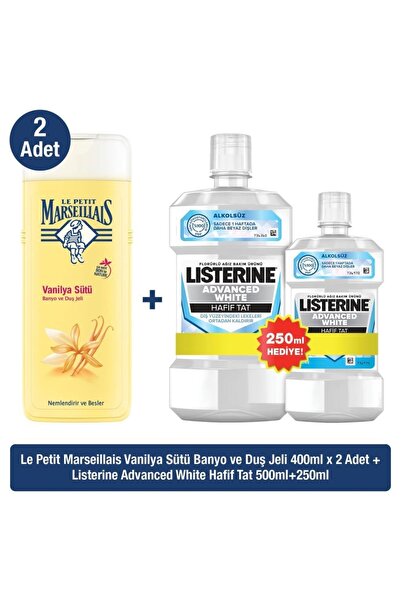 Listerine Le Petit Marseillais Vanilya Sütü Duş Jeli X2 + Advanced White Hafi...