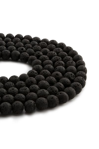 Uçar Doğaltaş Lava Stone Natural Stone Matte Black Globe Cut 8mm String