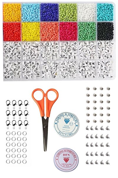 LİVZA BİJUTERİ 24lü Organizer Kutuda Kum Boncuk Yassı Harf Boncuk Charm Takı ...