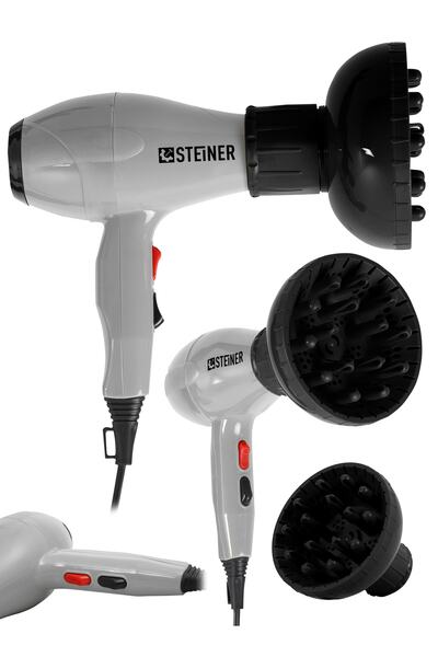 STEİNER Alman 3800 Watt Professional Saç Kurutma Makinesi Ac Motor Fön Makinesi + Difüzör + 2 Adet Başlık