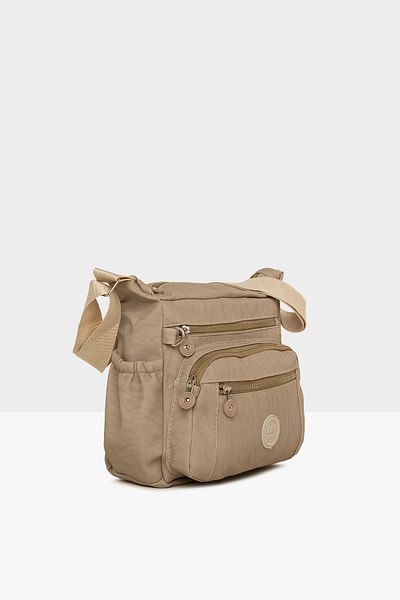 Bagmori Cream Women's Large Multi-Zipper Detailed Parachute Bag M000007817