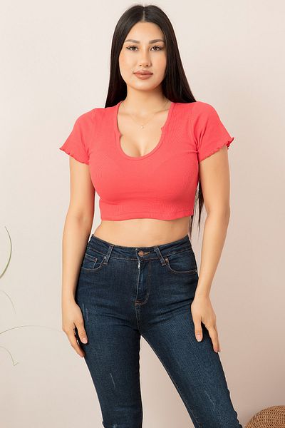 PULLIMM V-Neck Camisole Short Sleeve T-shirt Plm015