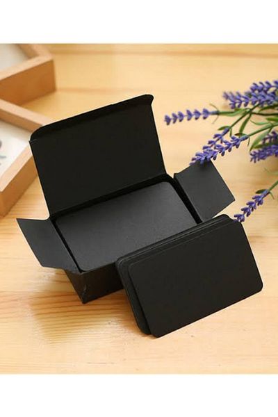 DERELİ MATBAA Black Word Note Card 100 Pieces with Oval Cut