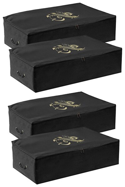 umbellatum طقم قاعدة تخزين 4 قطع مقاس كبير 64x46x22 سم لون أسود