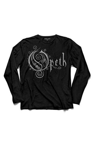 Kendim Seçtim Siyah Uzun Kollu Erkek T-shirt Opeth Logo Müzik Metal Music Bas...