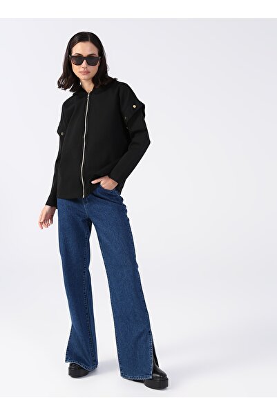 Fabrika Yüksek Bel Geniş Paça Bol Kesim Koyu Indigo Kadın Denim Pantolon Vıvo