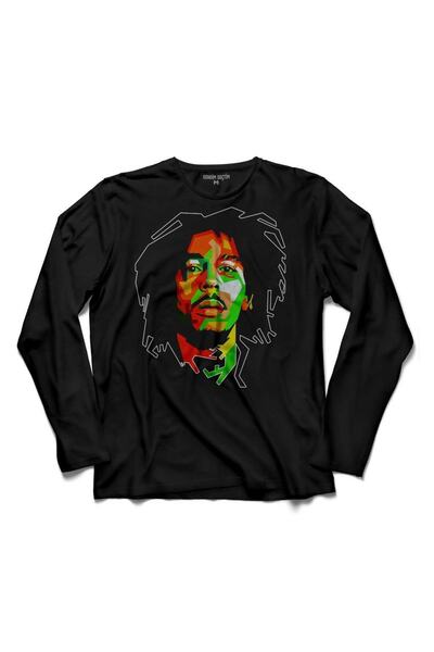 Kendim Seçtim Tricou cu mânecă lungă Reggae Bob Marley Music King pentru bărbați