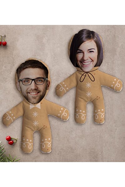 Bk Gift Gift Kişiye Özel Fotoğraflı Kurabiye Adam Kostümlü 2’li Bebek Yastık ...