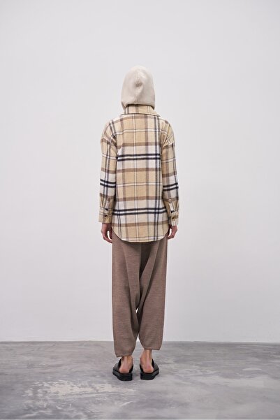 EBU Prive Γυναικείο πουκάμισο Ξυλοκόπος Μπουφάν καρό Ναυτικό Μπεζ