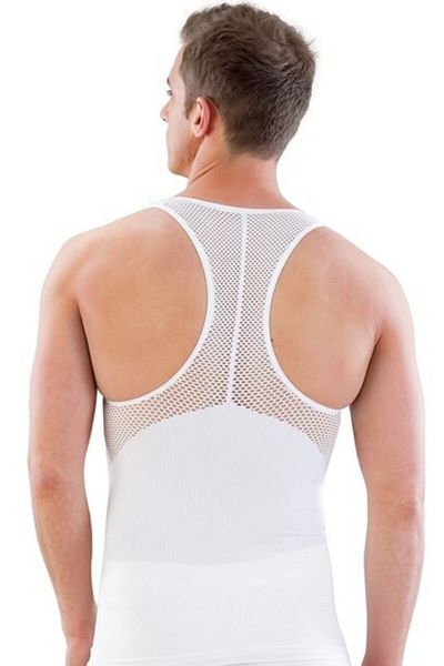 Emay Men's White Seamless Mesh Athlete Corset E1009