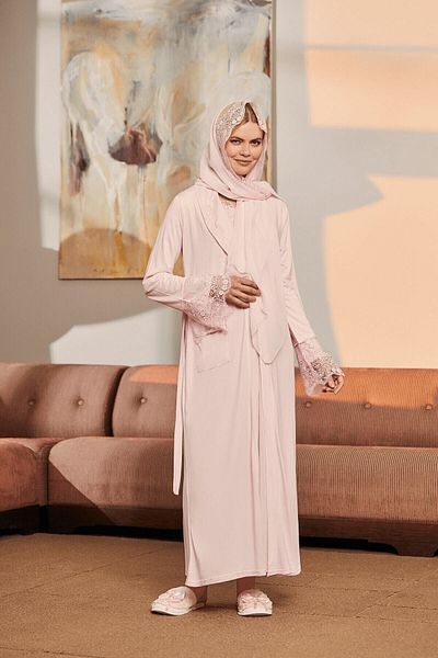 Mecit 1924 Model Women's Pink Hijab Maternity Set