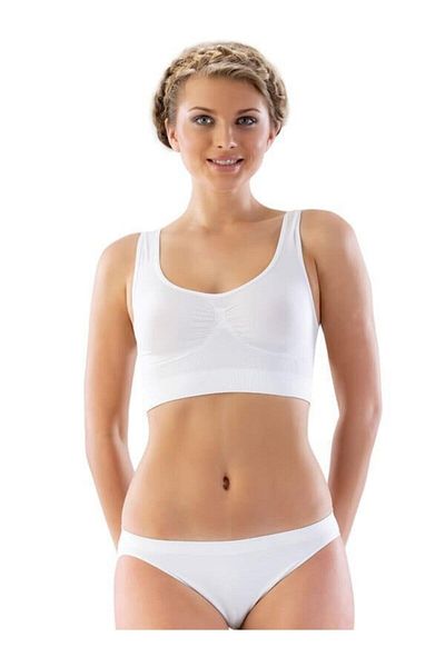 Emay Women's White Seamless Thick Strap Bustier 4005