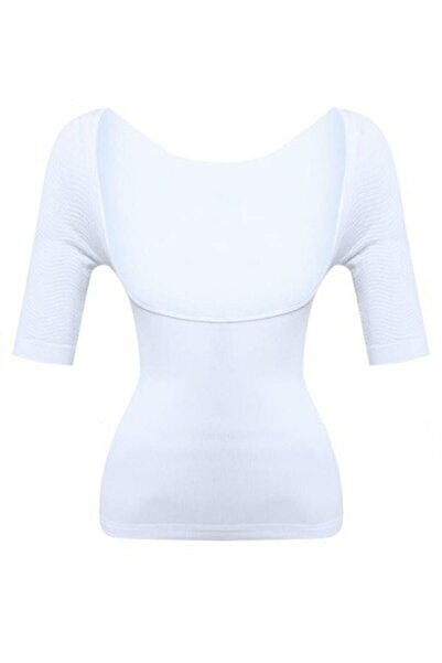 Emay Kadın Beyaz Toparlayıcı Göğsü Açık Kollu Atlet Korse 5014