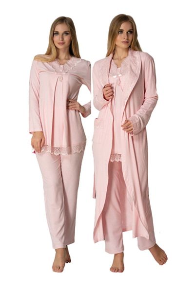 Effort Pijama Effortt Ροζ Μακριά Πιτζάμες εγκυμοσύνης με Φόρεμα 4034