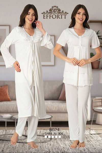 Effort Pijama Pijamale de maternitate Effortt 8024 cu halat din dantela